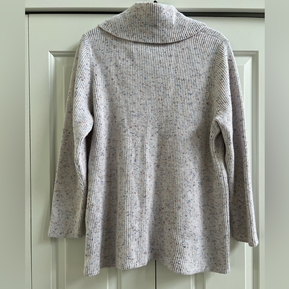 Talbots Pullover Cowl Neck Speckled Confetti Sweater White Multicolor Size 1X - Picture 2 of 4
